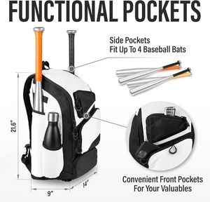 Alta calidad personalizada ligera adultos jóvenes béisbol Softball Bat Bag mochila Tball otras bolsas deportivas con compartimento para zapatos - Product Image 6