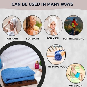 Toalla de Baño de Lujo Azul Cielo de 500 GSM de Algodón de Bambú, Material Suave y Altamente Absorbente para Spa, Hogar y Viajes - Product Image 3