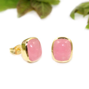 Coussin minimaliste forme Aqua Jade Cabochons pierre 24K plaqué or boucles d'oreilles déclaration Halloween bijoux femmes en gros - Product Image 6