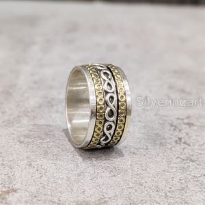 Anneau de méditation Infinity Spinner Band Bague de pouce pour femme en argent sterling 925 Fidget Bijoux faits à la main Fine Yoga Mens Spinner Ring - Product Image 4