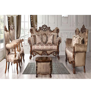 Juego de Sofás de 7 Plazas de Estilo Antiguo Tradicional para Sala de Estar, Muebles de Madera de Teca para Vestíbulo, Sofá de Sala de Estar Hecho a Mano en India, Reino Unido - Product Image 1