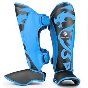 Protège-tibias de boxe en cuir véritable de qualité supérieure, protège-tibias d'entraînement de haute qualité, protège-tibias de boxe, de kickboxing et de Muay Thai - Product Image 1