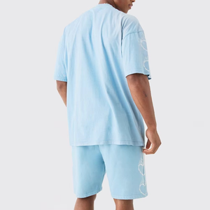Ensemble de vêtements pour hommes personnalisé, effet délavé soleil d'été, en coton, tenue 2 pièces, shorts et t-shirts délavés soleil, ensembles d'été pour hommes - Product Image 5