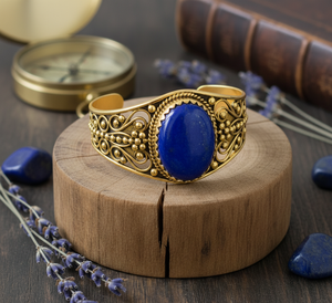 Bracelet Style Bohème Or Rose Tibétain Argent Hommes Bracelet Perlé Fabriqué À La Main Naturel Lapis Lazuli Cabochon De Haute Qualité - Product Image 5