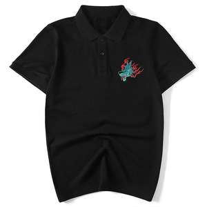 เสื้อโปโลปักลายมังกรและเสือเสียงดัง ชุดฤดูร้อน ลายพิมพ์สามเหลี่ยมนามธรรม ผ้าฝ้ายแคนวาสเนื้อแน่น ระบายอากาศได้ดี - Product Image 6