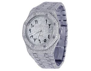 นาฬิกาข้อมืออัตโนมัติทันสมัย VVS Moissanite ทำจากสแตนเลสหน้าปัดอาหรับสไตล์ฮิปฮอปเย็นสุดหรูแฟชั่นสำหรับผู้ชายของขวัญ - Product Image 1