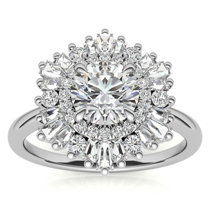 Bague en diamant en forme de fleur look royal fabriquée en argent massif 925 avec des diamants de forme fantaisie VVS moissanite de qualité supérieure - Product Image 1