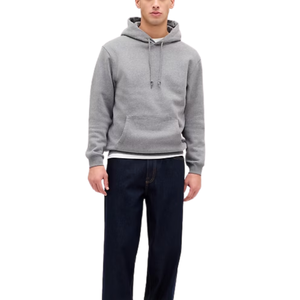 <b>Mens</b> Plain <b>Grey</b> Hoodie Streetwear Oversized Pullover Sweatshirt <b>Fleece</b> Casual Hooded Top Soft Cotton Warm Winter Fashion Outfit - Product Image 1