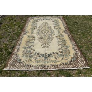 พรมตุรกีวินเทจ ขนาดใหญ่ 6x9.3 ฟุต (183x284 ซม.) พรมขนสัตว์สีเบจไล่เฉด - Product Image 1