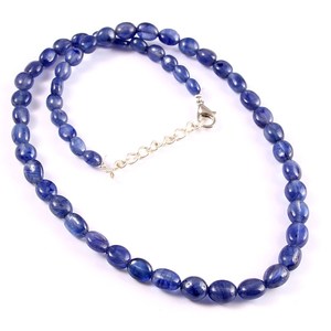 Collier en saphir bleu de qualité, perles lisses en forme de nugget, forme ovale naturelle, saphir véritable, bijoux faits à la main - Product Image 5