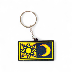 Llavero VR46 Sol y Luna de Valentino Rossi, Diseño Único en Goma Amarilla y Azul para Amantes de la Velocidad - Product Image 1