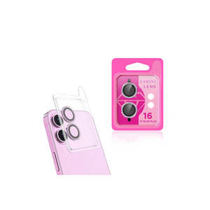 Protection d'objectif d'appareil photo en verre trempé 9H anti-rayures Netzy Premium rose pour appareils mobiles Apple iPhone 16 SAFA CL-06 - Product Image 1