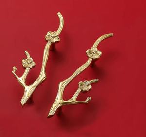 Manijas de puerta de Metal con diseño de ramas florales para suministro de Hardware Exterior Interior, manija de latón de alta calidad, suministro de Hardware rústico - Product Image 5