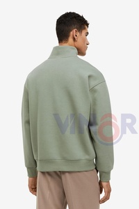 High Quality <b>Men's</b> 1/4 Quarter <b>Zip</b> Fleece <b>Sweatshirt</b> with Stand Collar Embroidered Pullover for Winter Professional Custom Made - Product Image 5