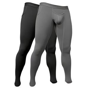 Leggings de compression pleine longueur pour hommes, couleur unie, en Spandex et Nylon, taille élastique, pour le sport - Product Image 1
