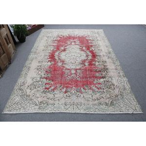 Grand tapis vintage 5,9x8,8 pi (179x267 cm), tapis turc en laine rouge à motifs floraux - Product Image 1