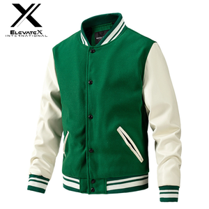 Custom <b>Men's</b> Loose Fit Varsity <b>Jacket</b> Windproof Breathable Reversible Eco-Friendly Canvas Embroidered <b>Letter</b> Design - Product Image 4