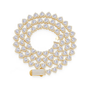 Collier de diamants en forme de coeur en argent 925 avec réglage de pavé de halo Collier de diamants Moissanite taillés en coeur Collier glacé de luxe - Product Image 3