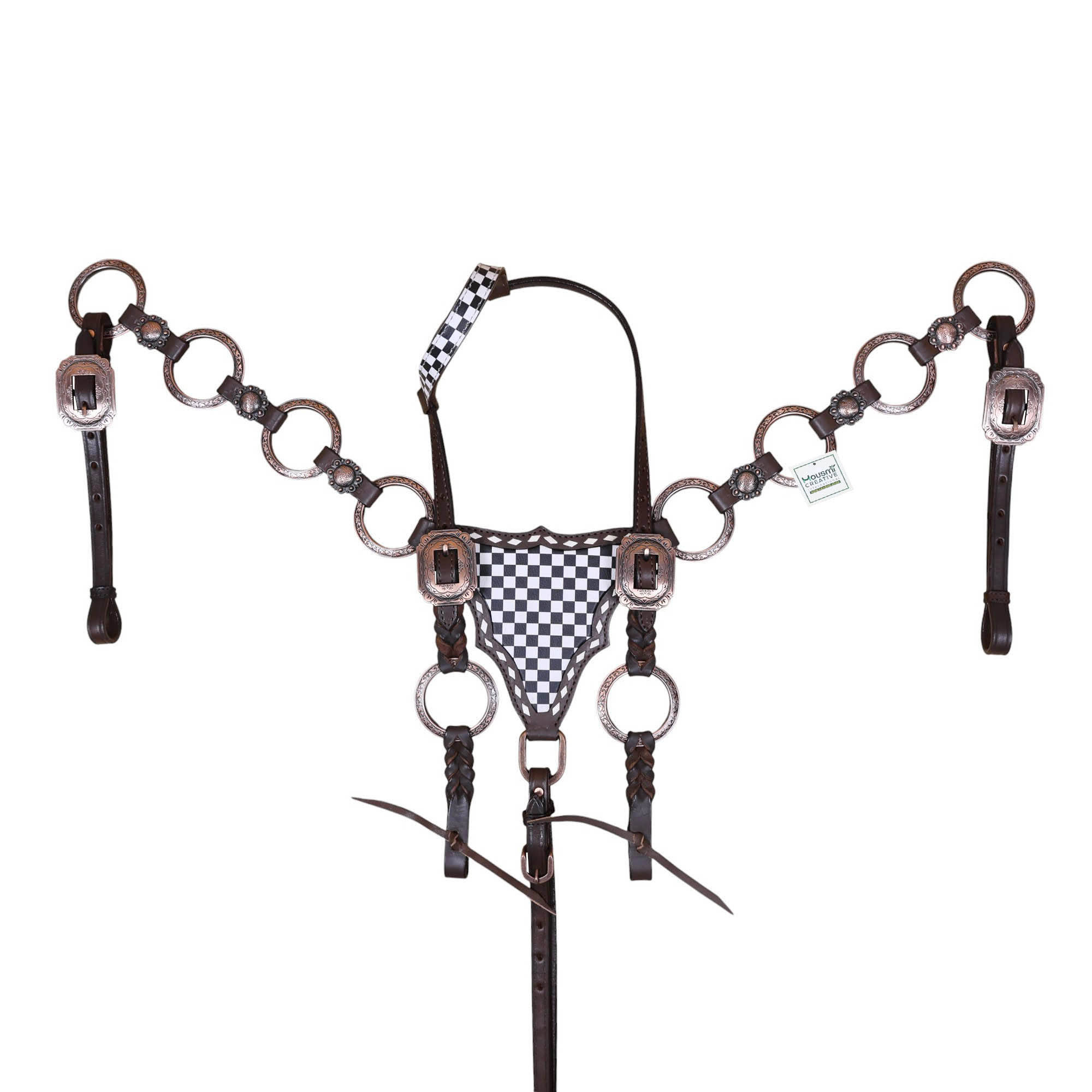 Black & White Checkered- Copper Rings- (HSBM 114377)