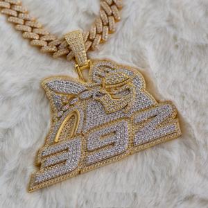 Haute qualité deux tons argent et or Hip Hop glacé breloques nom personnalisé pendentif VVS Moissanite diamant brillant brillant brillant! - Product Image 2