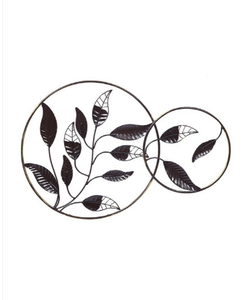 Arte de pared de Metal, arte colgante de pared, arte para dormitorio, 2 círculos, hoja dorada tallada de latón Ak - Product Image 5