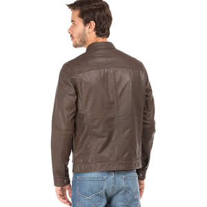 Veste en cuir de haute qualité conçue sur mesure pour hommes couleur unie vêtements de rue pour l'hiver vente en ligne tissu - Product Image 6