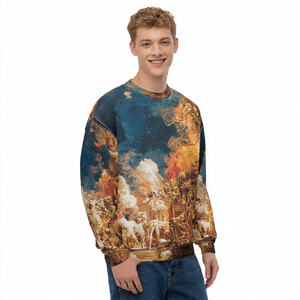 Sudadera con estampado OEM para hombre, Sudaderas con cuello redondo y hombros caídos, ropa de calle de invierno para hombre, sudadera de lana GSM 400 para hombre - Product Image 5