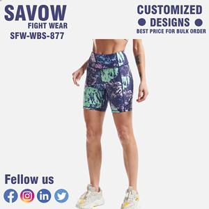 Short d'entraînement à ourlet côtelé pour femme Taille haute Stretch Polyester Blend Ribbed Cuff Detail Moisture Wicking Fabric for Gym Running - Product Image 6