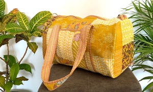 Mustard Casual Luxury Patchwork Handmade Cotton Block Print Duffle <b>Bag</b> Travel Gym/<b>Yoga</b> Quilted Shoulder Eco-Friendly Durable - Product Image 4