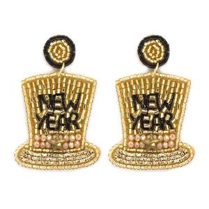 Elegantes pendientes de gota de cuentas doradas y negras personalizables hechos a mano Año Nuevo estilo de moda alta calidad Primum Custom Bead Choice - Product Image 1