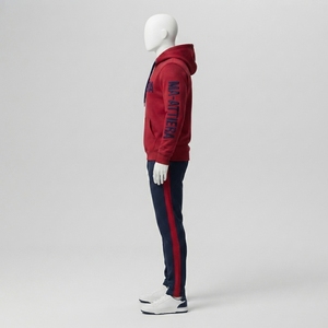<b>Mens</b> Red Navy Hoodie Tracksuit Set Colorblock <b>Pullover</b> Sweatshirt Jogger Pants Sportswear Training Gym Fitness Activewear - Product Image 3