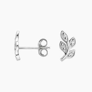 Boucle d'oreille classique en argent sterling avec diamant rond Moissanite, design feuille unique pour femme - Product Image 2