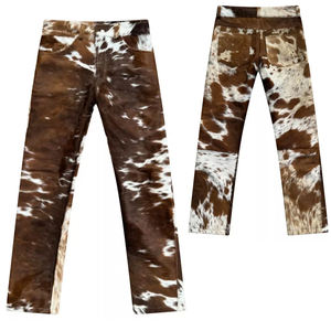 Venta caliente personalizado hombres cuero de vaca pantalones de alta calidad mejor venta de Color sólido hombres cuero de vaca Pantalones - Product Image 6