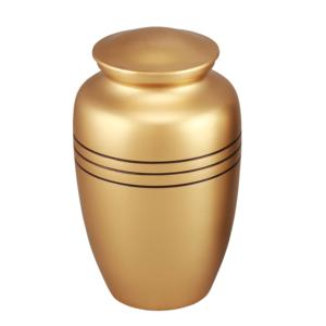Urnas de cremación para adultos de alta calidad de aluminio con acabado dorado, tres líneas negras para cenizas humanas, suministros funerarios - Product Image 1