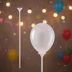Bâtons à ballons blancs avec coupelles, supports en plastique durables pour événements festifs, sac de 2 pièces - Product Image 3