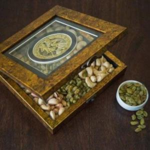 Offre Spéciale classique traditionnel imprimé doré boîte à souvenirs décorative en bois personnalisée boîte cadeau en bois boîte de fruits secs de mariage - Product Image 2