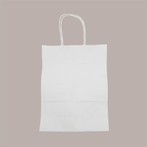 Bolsa de Papel Kraft Blanca con Asa de Cordón 22+10 H 29.5 cm 100 g para Compras o Manualidades, Paquete de 50 Unidades - Product Image 3
