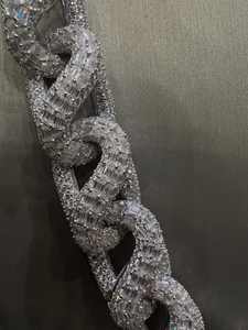 16mm VVS Lab Moissanite personalizado 925 Plata chapada en oro 22 pulgadas cadena cubana Baguette Hip Hop Bustdown enlace collar regalo - Product Image 4