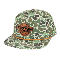 Casquettes Snapback Camouflage à Visière Plate avec Cordon, Patch en Cuir, Logo Avant, Multicolores, Unisexe, Performance, Extérieur, Fête, Voyage, Pêche