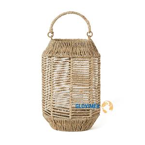 Prix de gros Vietrustic lanterne extérieure bougeoir jonc de mer lanterne de jute lanternes suspendues extérieures - Product Image 1