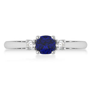 Anillo de oro blanco de 14 quilates al por mayor con piedras preciosas de zafiro azul natural y joyería de compromiso de halo de diamante para mujeres Envío Directo - Product Image 1