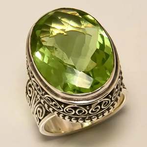925 Sterling Silver Boho August Birthstone <b>Ring</b> Handmade with Peridot <b>Quartz</b> Oval Cut Perfect Gift for Her Birthday - Product Image 5
