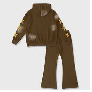 2025 tendance hommes haute qualité impression personnalisée à manches longues 100% coton tissu cordon à capuche et pantalons de survêtement pour hommes - Product Image 2