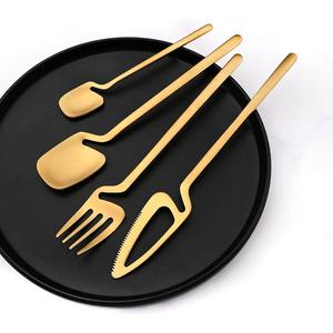 Ensemble de couverts en bois unique, design géométrique moderne, luxe mat, ensemble de couverts de mariage, carré créatif - Product Image 1