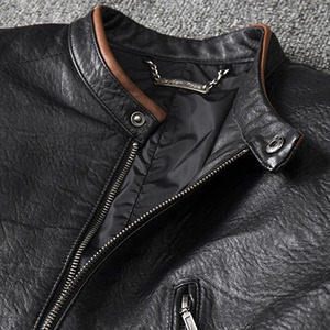 Veste en cuir de mouton véritable pour hommes - Product Image 4