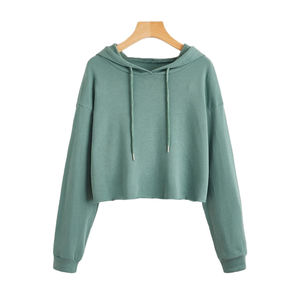 Sudadera con capucha de algodón de alta calidad para mujer para la temporada de otoño, Top corto personalizable con cremallera completa, suéter con capucha de longitud larga para mujer - Product Image 5