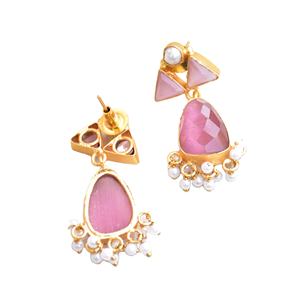 Pendientes de Latón Natural con Piedras Orgánicas Premium, Acabado Satinado, Pieza de Moda, Ideal para Pedidos al por Mayor - Product Image 5