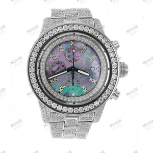 Montre brillante en diamant Moissanite avec pierres glacées, bracelet en acier inoxydable durable et style de luxe moderne intemporel - Product Image 1