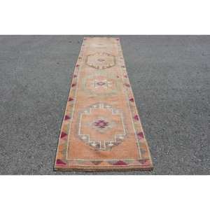 Tapis Kilim Vintage Turc Orange 280X1120 ft Flat Weave Wool Jute Room Rug Latex Backing Big Rectangle Patchwork for Hallway - Product Image 1