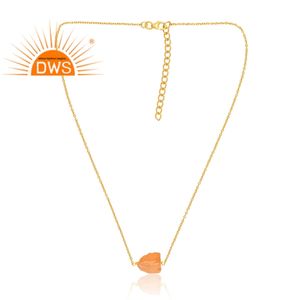 Meilleure vente 925 argent Sterling 18K plaqué or naturel Citrine pierre précieuse pendentif collier Demi bijoux fins pour les femmes cadeau pour - Product Image 1